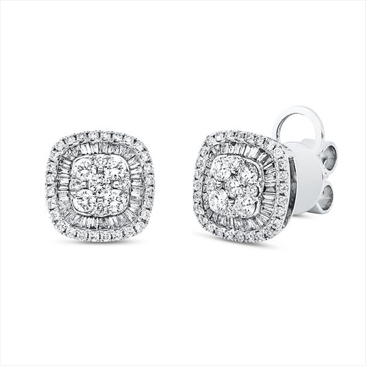 Ohrstecker 18 kt WG, 56 Trap. 0,38 ct, TW-si, 74 Brill. 0,58 ct, TW-si