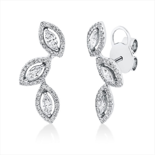 Ohrstecker 18 kt WG, 6 Nav. 0,39 ct, TW-vsi, 108 Brill. 0,30 ct, TW-si