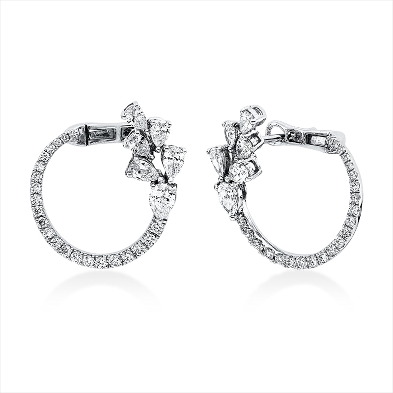 Ohrschmuck 18 kt WG, 12 Tropfen 0,77 ct, TW-vsi, 44 Brill. 0,31 ct, TW-si