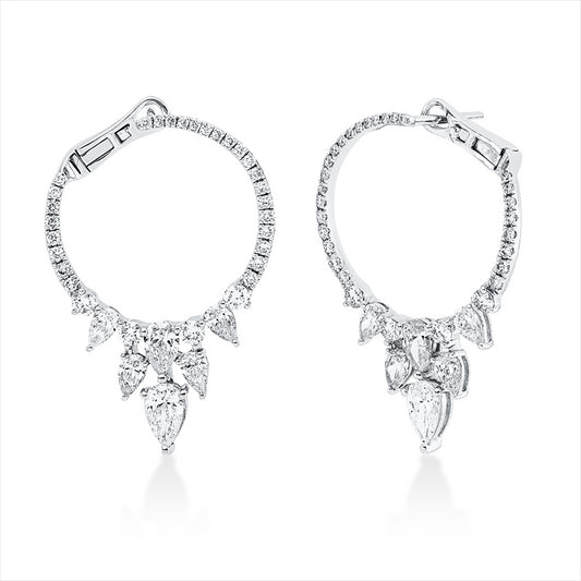 Ohrschmuck 18 kt WG, 10 Tropfen 1,03 ct, TW-si, 2 Tropfen 0,46 ct, TW-vsi, 60 Brill. 0,63 ct, TW-vsi