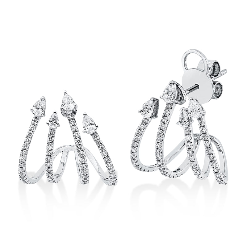 Ohrschmuck 18 kt WG, 8 Tropfen 0,46 ct, TW-vsi, 116 Brill. 0,57 ct, TW-si