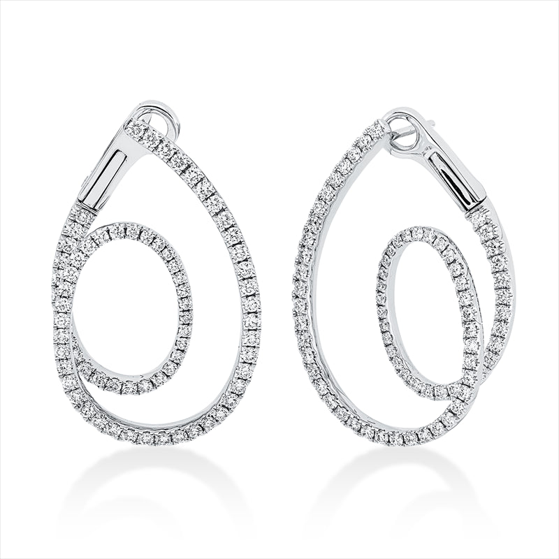 Ohrschmuck 18 kt WG, 142 Brill. 1,34 ct, TW-si
