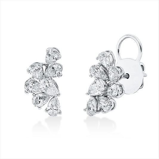 Ohrschmuck 18 kt WG, 10 Tropfen 1,87 ct, 2 Tropfen 0,48 ct, 2 Tropfen 0,30 ct, D/TW-vsi/si