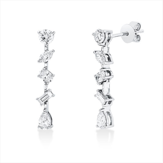 Ohrstecker 14 kt WG, 8 Fant-Schl. 0,68 ct, TW-si, 2 Brill. 0,30 ct, W-si