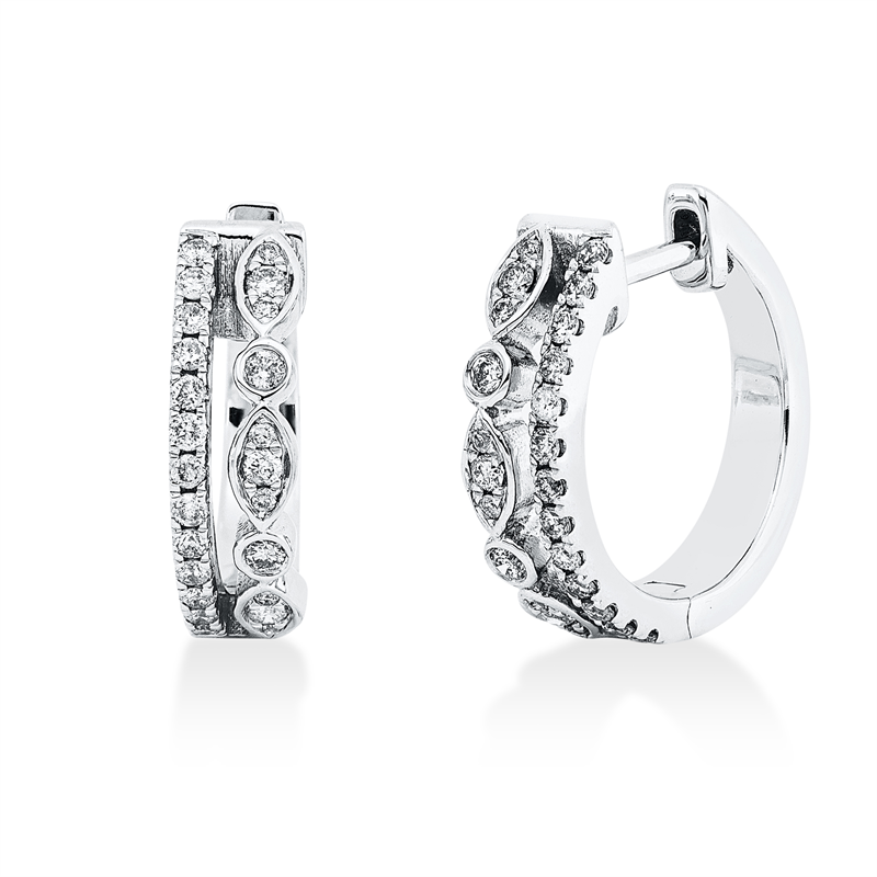 Creolen 14 kt WG, 48 Brill. 0,33 ct, I-pi