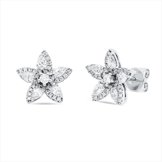 Ohrstecker 14 kt WG, 10 Tropfen 0,65 ct, TW-si, 52 Brill. 0,27 ct, TW-pi