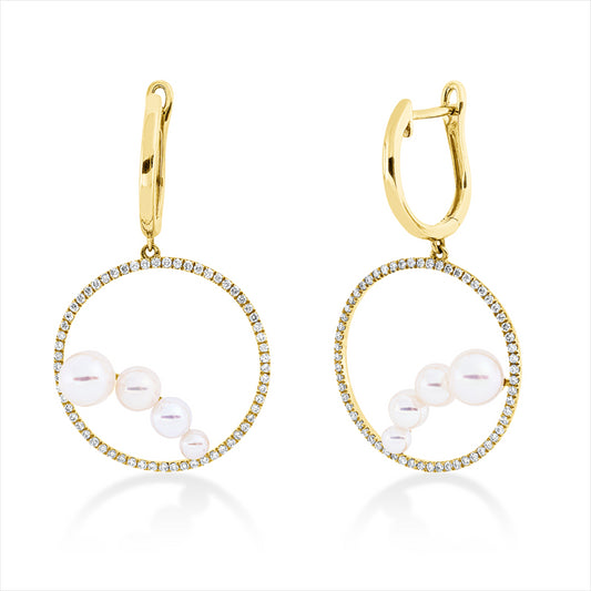 Ohrschmuck 18 kt GG, 122 Brill. 0,45 ct, TW-si, 8 SW weiß 3-5,5 mm