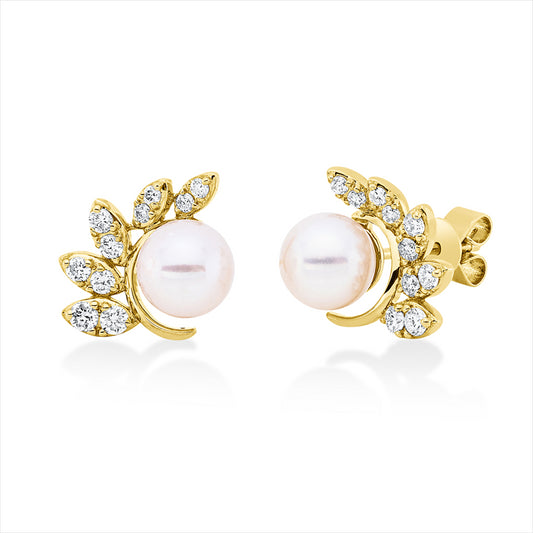 Ohrschmuck 18 kt GG, 12 Brill. 0,21 ct, TW-si, 8 Brill. 0,06 ct, TW-si, 2 SW weiß 6,25 mm