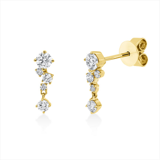 Ohrstecker 18 kt GG, 2 Brill. 0,26 ct, TW-pi, 8 Brill. 0,23 ct, TW-pi