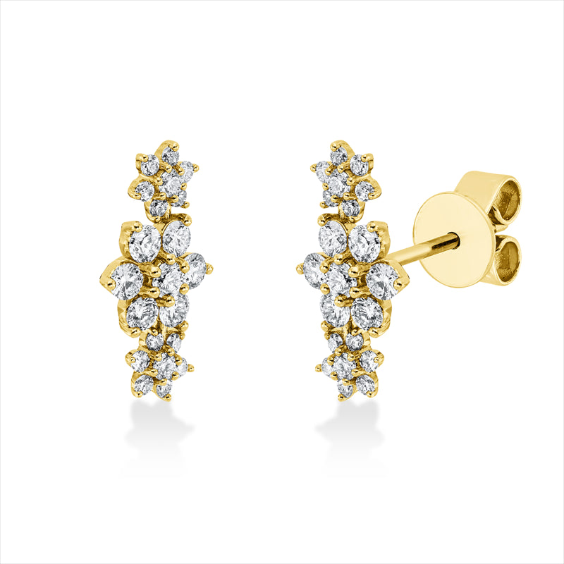 Ohrstecker 18 kt GG, Einzelstück, 9 Brill. 0,20 ct, TW-pi, 12 Brill. 0,06 ct, TW-pi