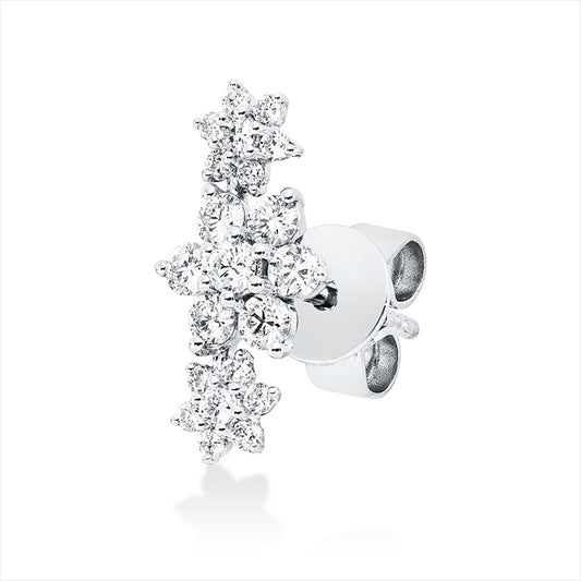 Ohrstecker 18 kt WG, Einzelstück, 9 Brill. 0,20 ct, TW-pi, 12 Brill. 0,07 ct, TW-pi