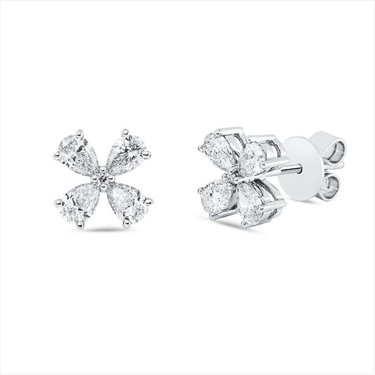 Ohrstecker 18 kt WG, 8 Tropfen 1,09 ct, TW-vsi, 2 Brill. 0,02 ct, TW-si