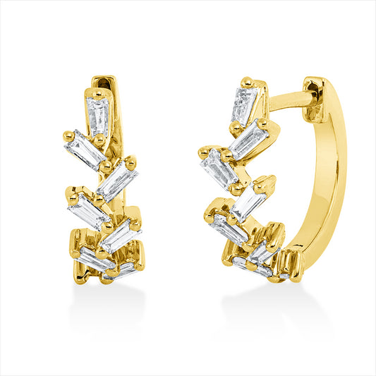 Creolen 18 kt GG, 16 Trap. 0,33 ct, TW-si
