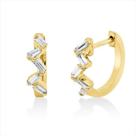 Creolen 18 kt GG, 10 Trap. 0,19 ct, TW-si
