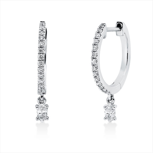 Creolen 18 kt WG, 30 Fant-Schl. 0,19 ct, TW-vsi/si