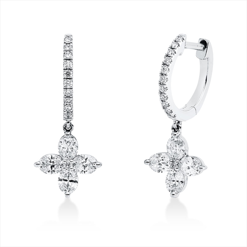 Creolen 18 kt WG, 32 Fant-Schl. 0,74 ct, TW-si