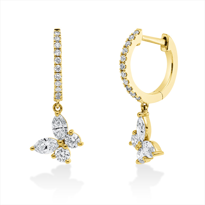 Creolen 18 kt GG, 30 Fant-Schl. 0,61 ct, TW-vsi/si