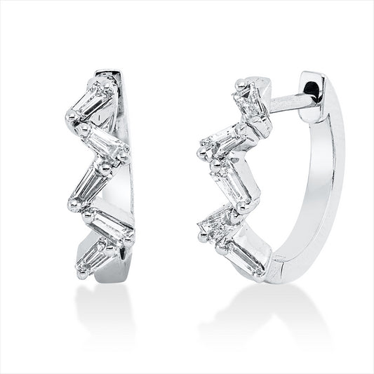 Creolen 18 kt WG, 10 Trap. 0,26 ct, F-si