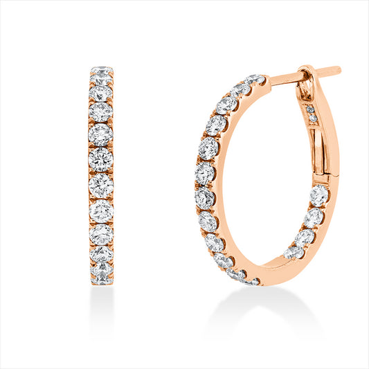 Creolen 18 kt RG, 36 Brill. 1,07 ct, I-si