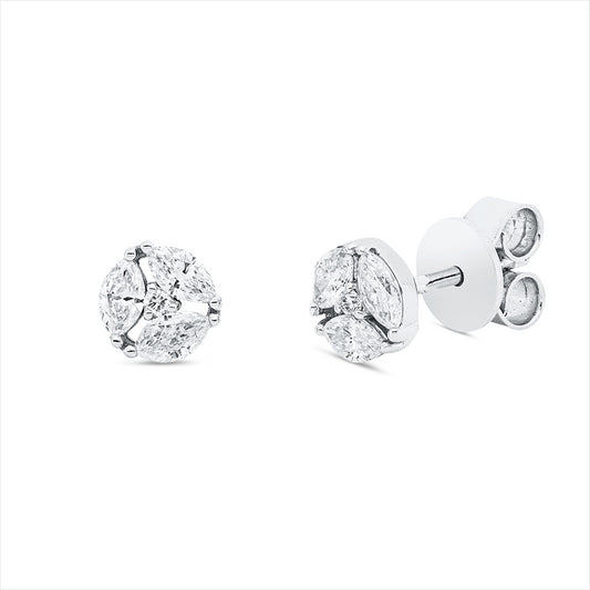 Ohrstecker 18 kt WG, 6 Nav. 0,47 ct, TW-si, 2 Brill. 0,02 ct, TW-si