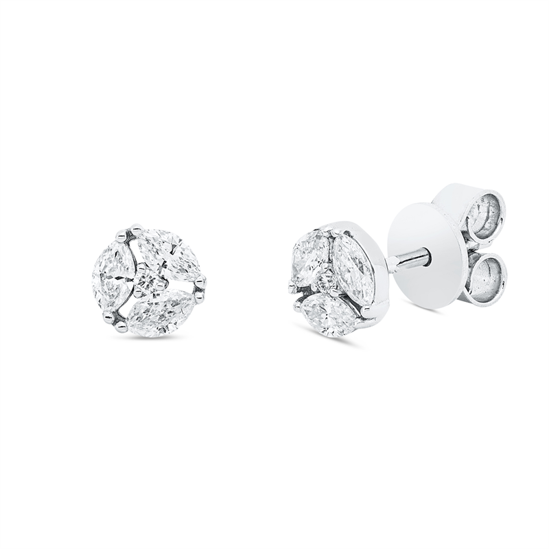 Ohrstecker 18 kt WG, 6 Nav. 0,47 ct, TW-si, 2 Brill. 0,02 ct, TW-si