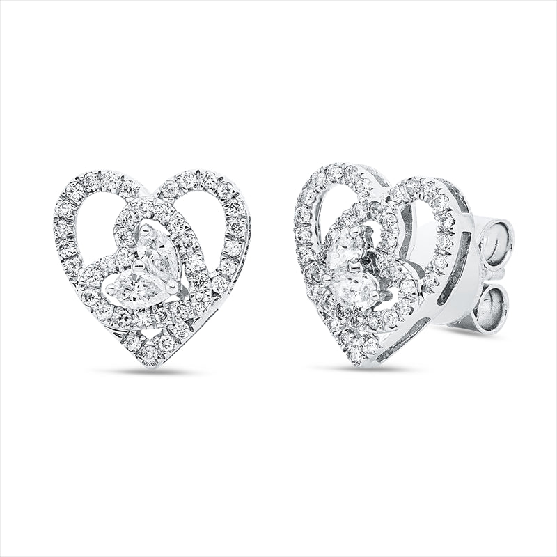 Ohrstecker 18 kt WG, 4 Tropfen 0,19 ct, TW-si, 80 Brill. 0,26 ct, TW-si