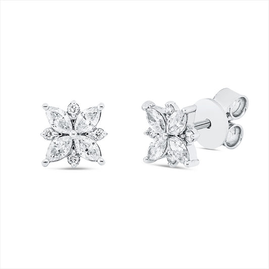 Ohrstecker 18 kt WG, 8 Nav. 0,46 ct, TW-si, 8 Brill. 0,06 ct, TW-si