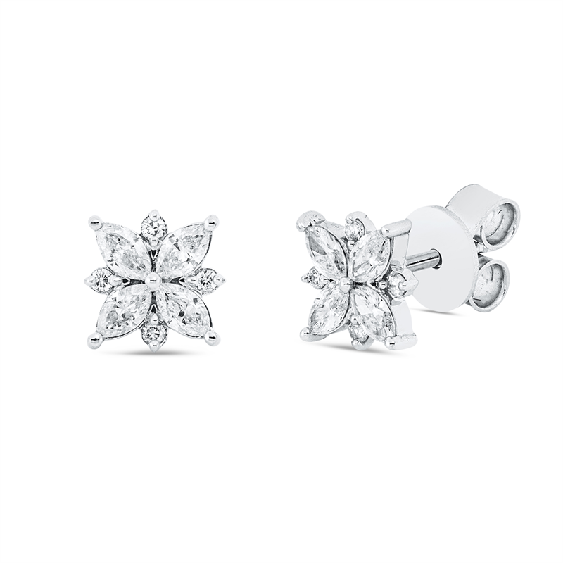 Ohrstecker 18 kt WG, 8 Nav. 0,46 ct, TW-si, 8 Brill. 0,06 ct, TW-si