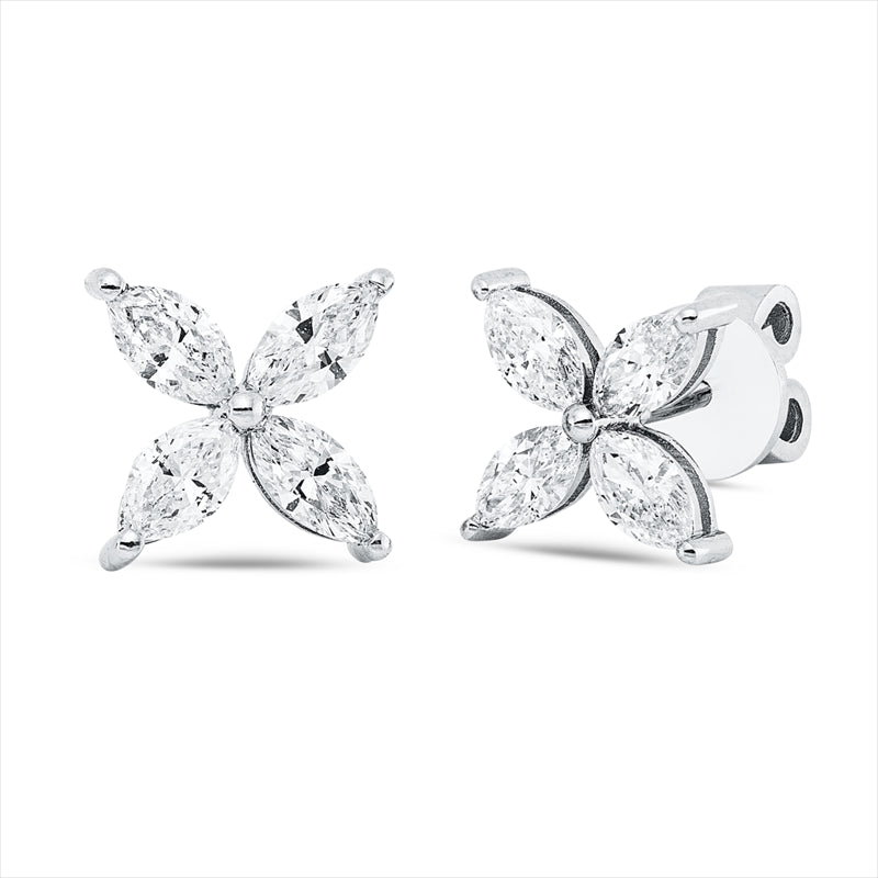 Ohrstecker 18 kt WG, 8 Nav. 0,88 ct, F-si