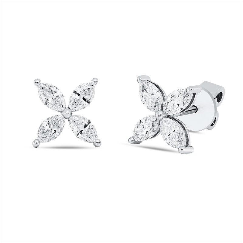 Ohrstecker 18 kt WG, 8 Nav. 0,72 ct, F-si