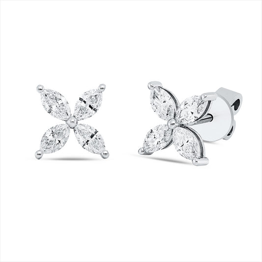 Ohrstecker 18 kt WG, 8 Nav. 0,72 ct, F-si