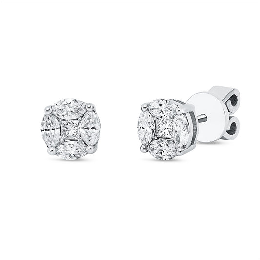Ohrstecker 18 kt WG, 8 Nav. 0,60 ct, F-si, 2 Princ. 0,08 ct, F-si
