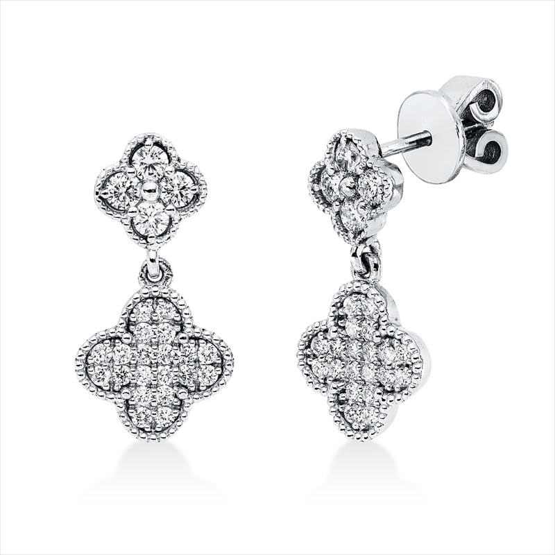 Ohrschmuck 18 kt WG, 8 Brill. 0,29 ct, F-si, 40 Brill. 0,27 ct, F-si