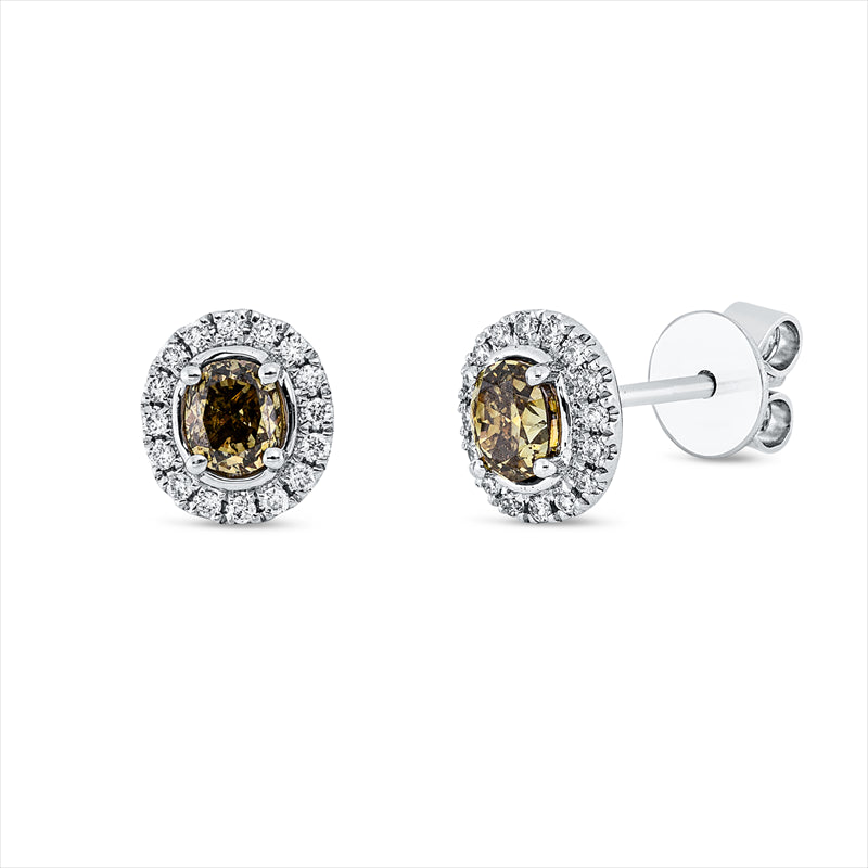 Ohrstecker 18 kt WG, 32 Brill. 0,11 ct, TW-si/pi, 2 Oval 0,51 ct, TLB