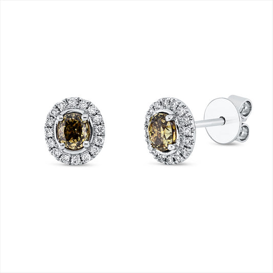Ohrstecker 18 kt WG, 32 Brill. 0,11 ct, TW-si/pi, 2 Oval 0,51 ct, TLB