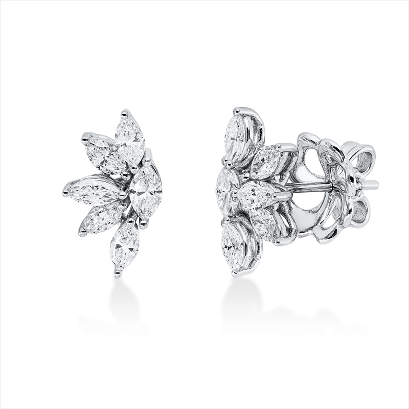 Ohrstecker 18 kt WG, 12 Nav. 1,17 ct, F-si