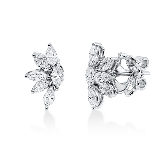 Ohrstecker 18 kt WG, 12 Nav. 1,17 ct, F-si