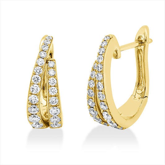 Creolen 18 kt GG, 40 Brill. 0,65 ct, TW-si