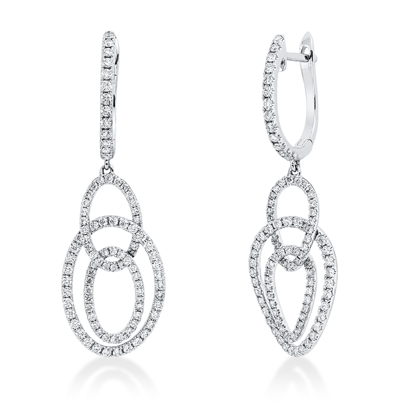Ohrschmuck 18 kt WG, 186 Brill. 0,91 ct, TW-si