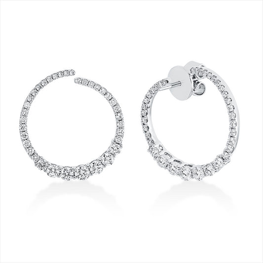 Ohrstecker 18 kt WG, 2 Brill. 0,15 ct, TW-si, 70 Brill. 1,00 ct, TW-si