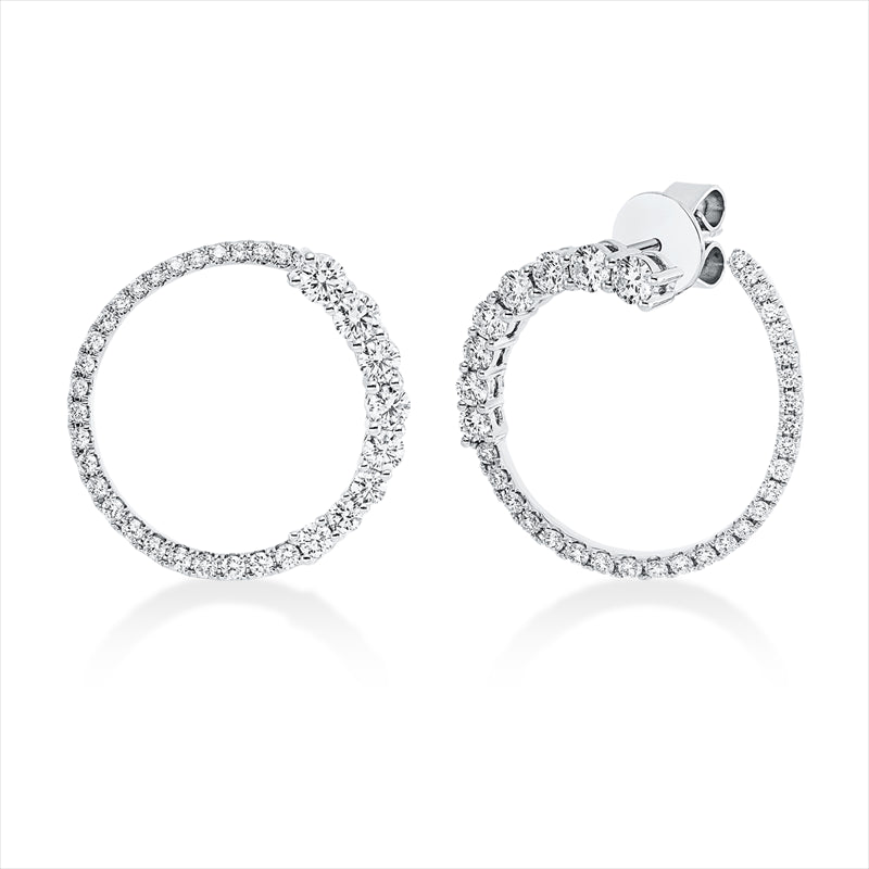 Ohrstecker 18 kt WG, 4 Brill. 0,30 ct, TW-si, 64 Brill. 0,97 ct, TW