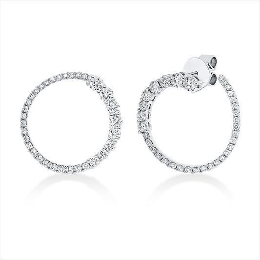 Ohrstecker 18 kt WG, 4 Brill. 0,30 ct, TW-si, 64 Brill. 0,97 ct, TW