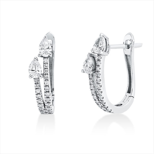 Creolen 18 kt WG, 4 Tropfen 0,42 ct, F-si, 38 Brill. 0,18 ct, F-si