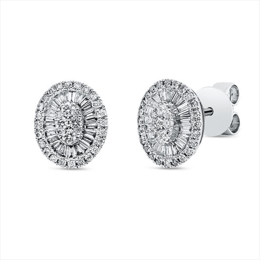 Ohrstecker 18 kt WG, 41 Trap. 0,23 ct, F-si, 64 Brill. 0,25 ct, F-si
