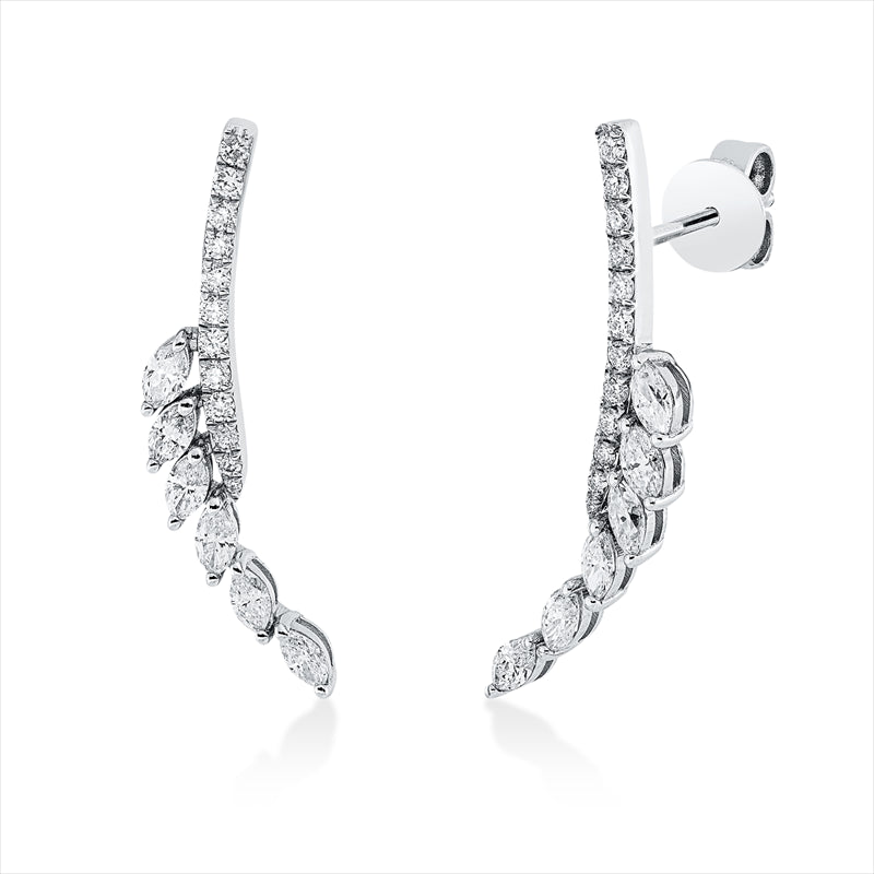 Ohrschmuck 18 kt WG, 12 Nav. 0,86 ct, TW-si, 24 Brill. 0,33 ct, TW-si