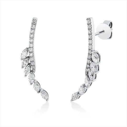 Ohrschmuck 18 kt WG, 12 Nav. 0,86 ct, TW-si, 24 Brill. 0,33 ct, TW-si