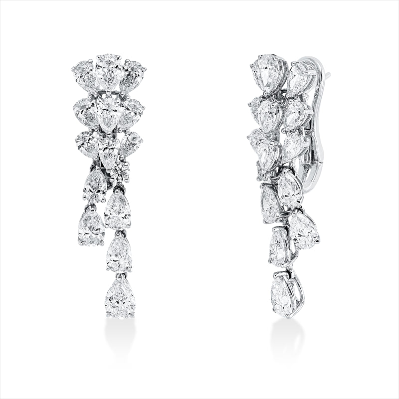 Ohrschmuck 18 kt WG, 28 Tropfen 6,86 ct, F-si, 2 Brill. 0,16 ct, F-si