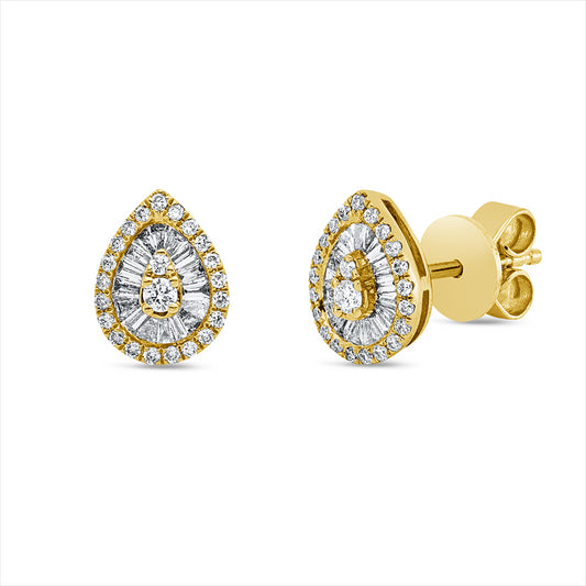 Ohrstecker 18 kt GG, 16 Trap. 0,20 ct, F-si, 41 Brill. 0,17 ct, F-si