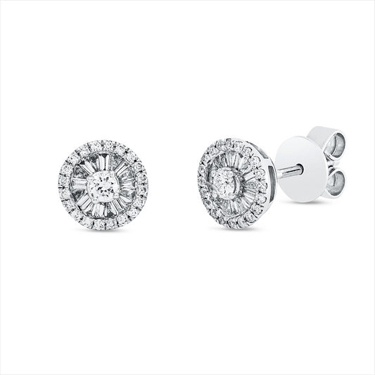 Ohrstecker 18 kt WG, 31 Trap. 0,22 ct, F-si, 42 Brill. 0,21 ct, F-si