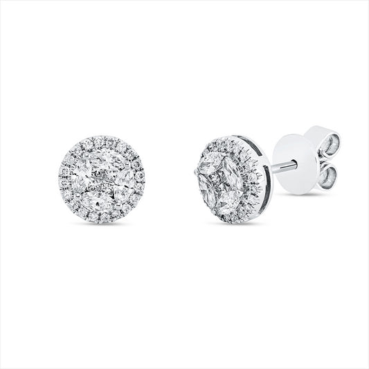 Ohrstecker 18 kt WG, 8 Princ. 0,10 ct, F-si, 8 Nav. 0,32 ct, F-si, 40 Brill. 0,11 ct, F-si